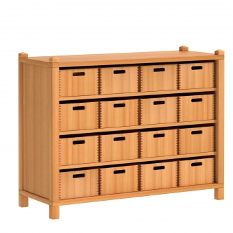 Stollenschrank mit 16 Massivholzkästen, 80 cm hoch, 106x40 cm (B/T) 
